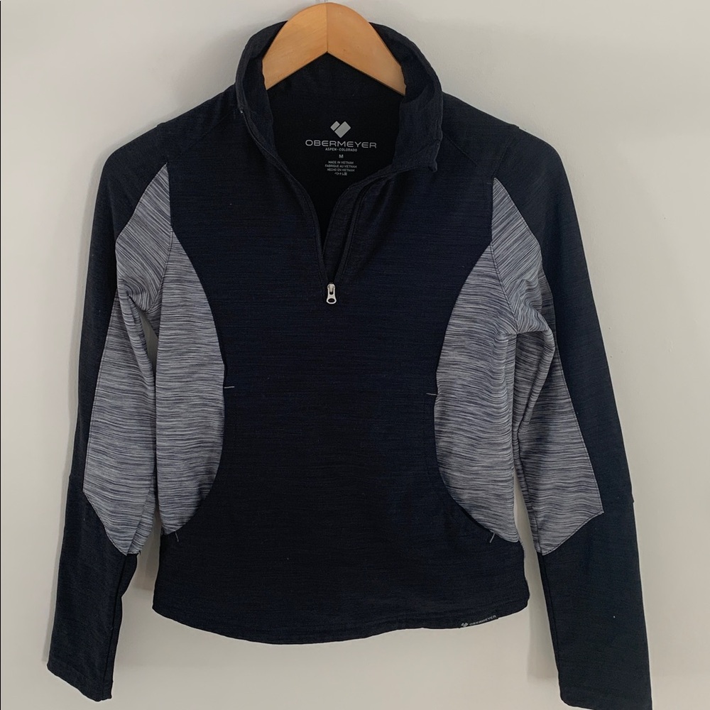 Obermeyer Kids Clara Base Layer 1/4 Zip Top Size Medium Black Ski Outdoors